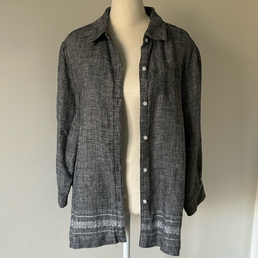 Norton McNaughton Linen Heathered Button-Down Shirt - Picture 10 of 12